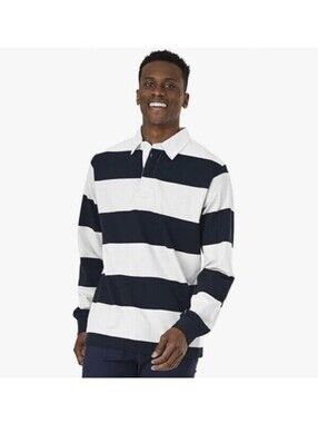 Savile Row Polo Mens Navy And White Stripes Rugby Small Shirt